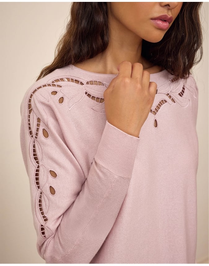 Wool Cotton Cutwork Sweater
