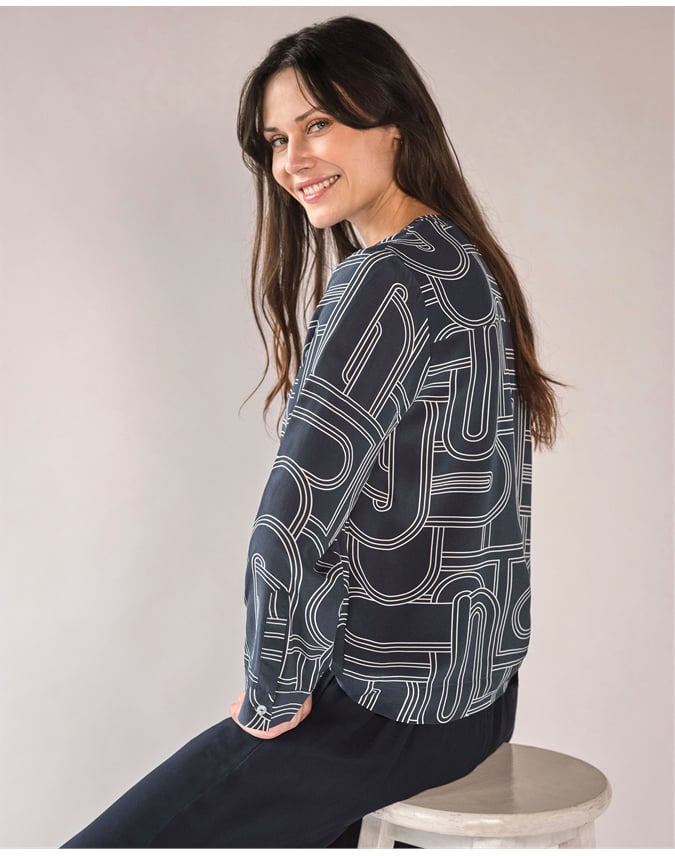 Silk Collarless Shirt