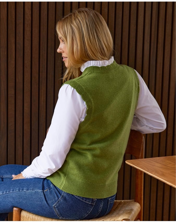 Wool Cashmere Scalloped Tank