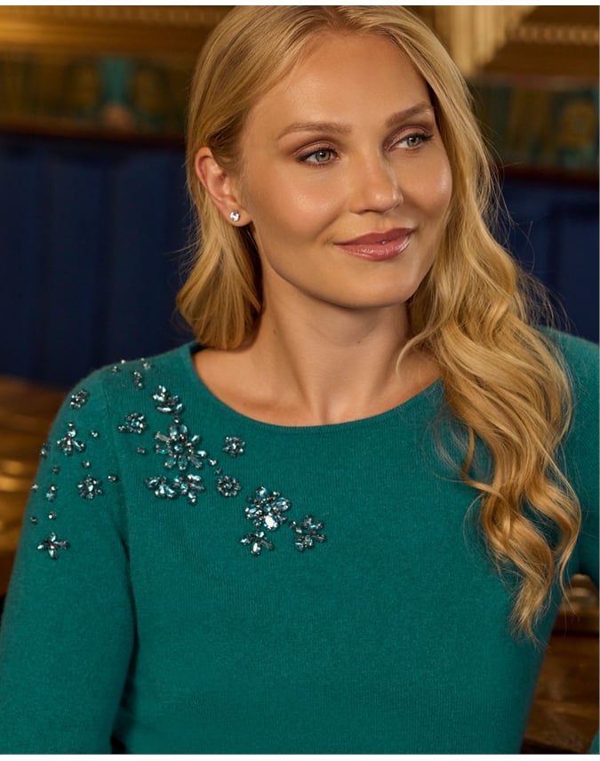 Wool Cashmere Jewel Sweater