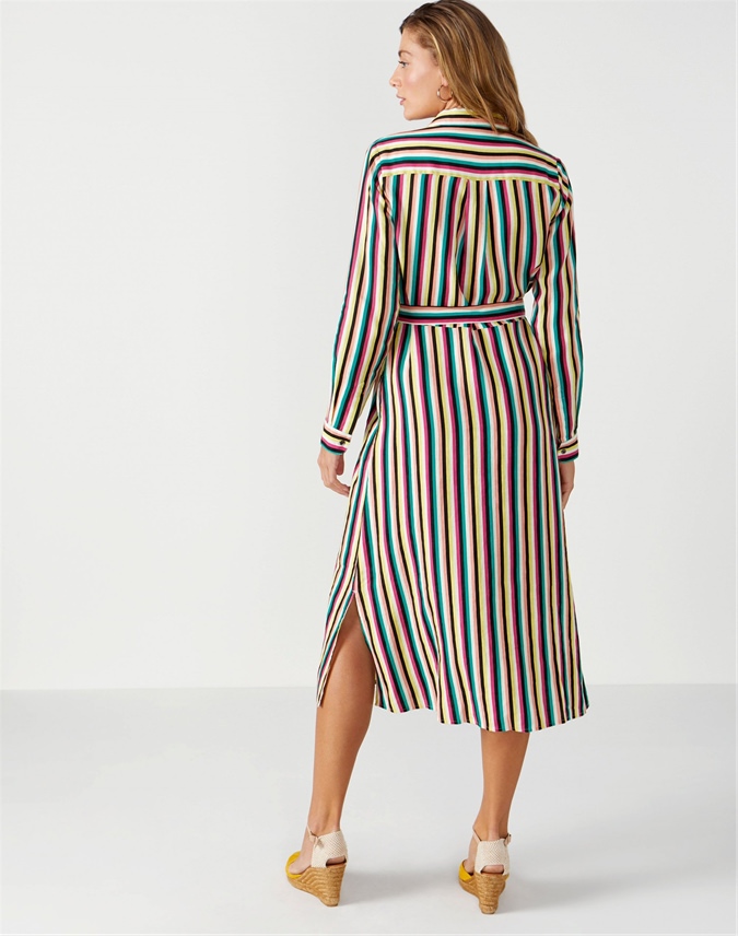 Bright Stripe | Laundered Linen Shirt Dress | Pure Collection