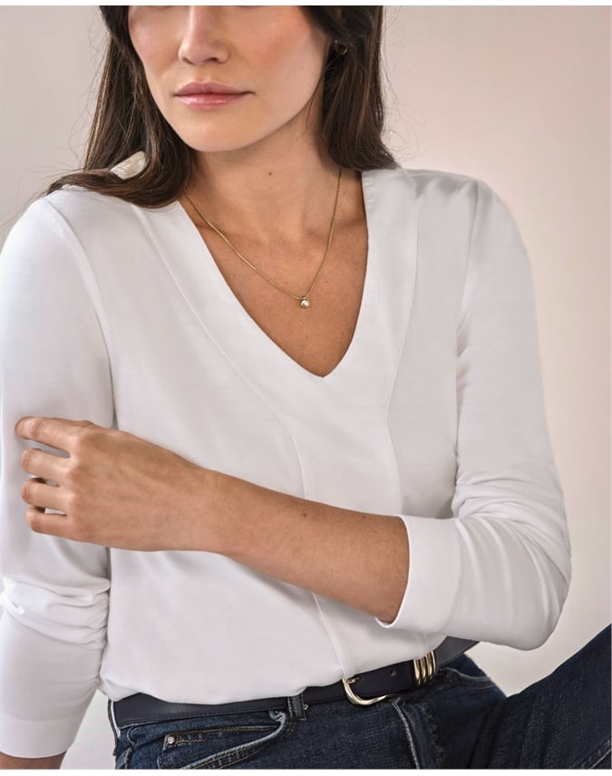 Super Soft Panel V Neck Jersey Top