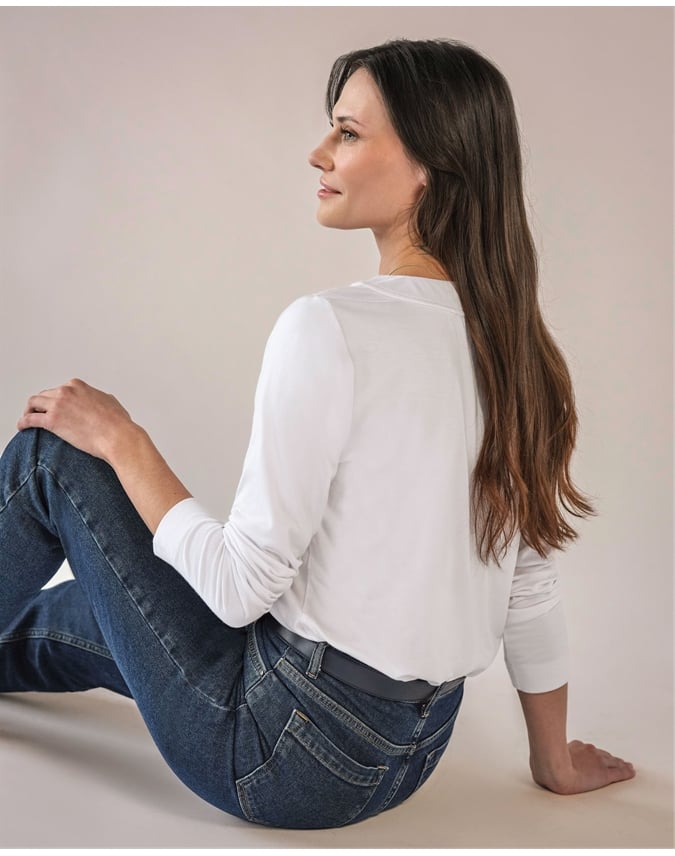 Super Soft Panel V Neck Jersey Top