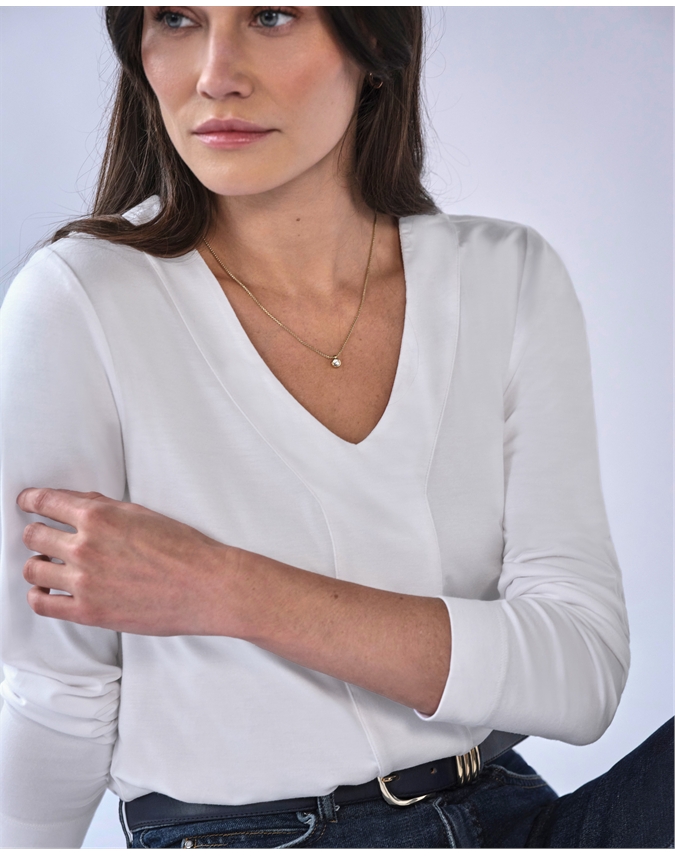 Super Soft Panel V Neck Jersey Top