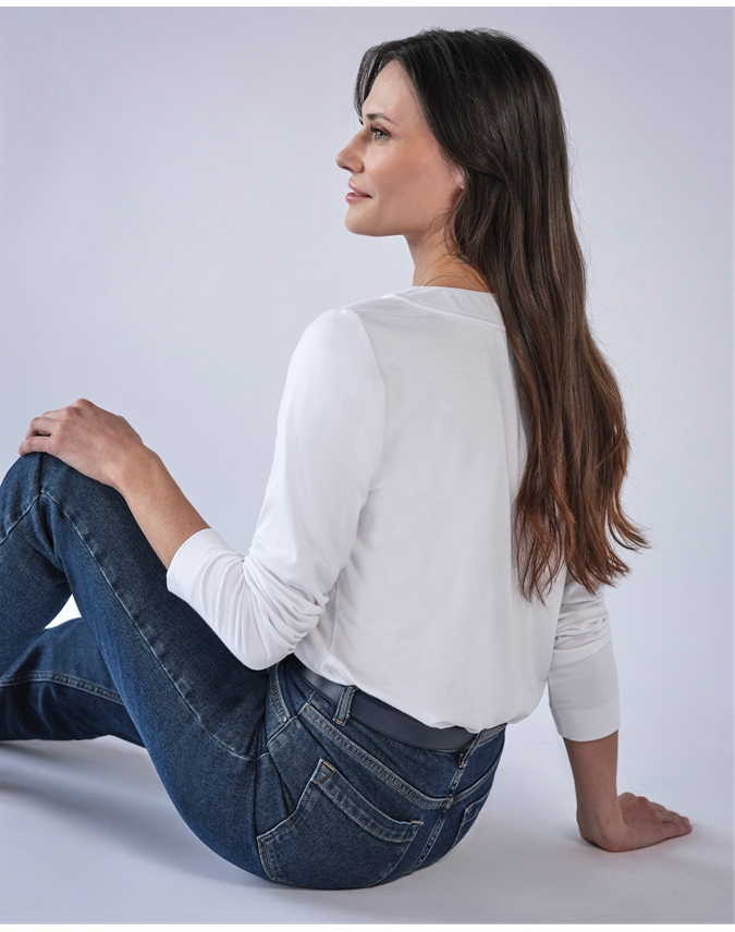 Super Soft Panel V Neck Jersey Top