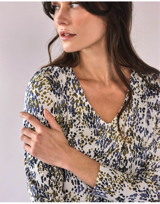 Super Soft Panel V Neck Jersey Top