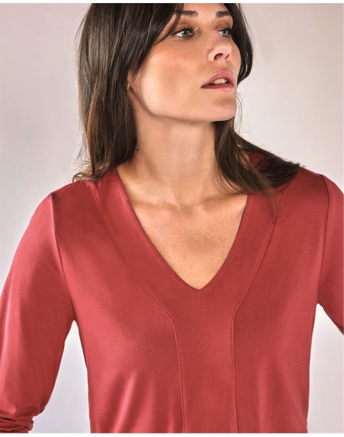 Super Soft Panel V Neck Jersey Top