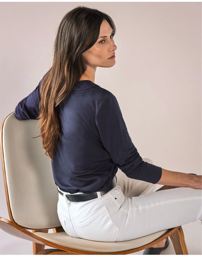 Super Soft Panel V Neck Jersey Top