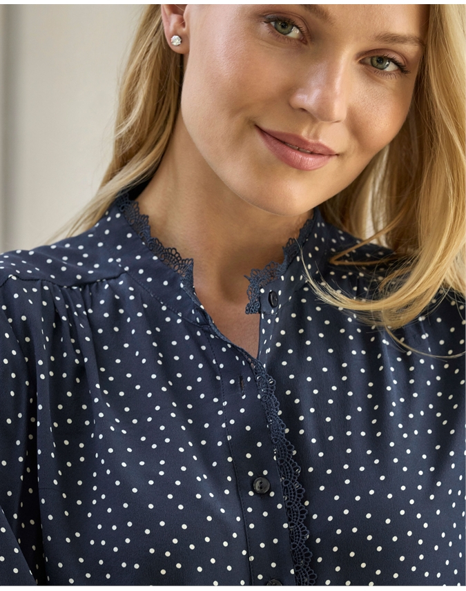 Silk Lace Frill Shirt