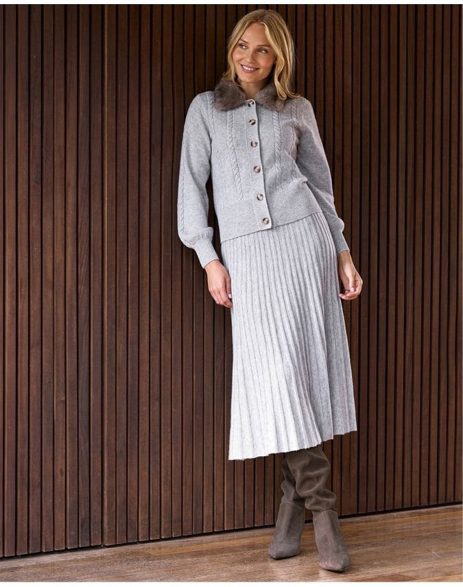 Cashmere Blend Flared Skirt