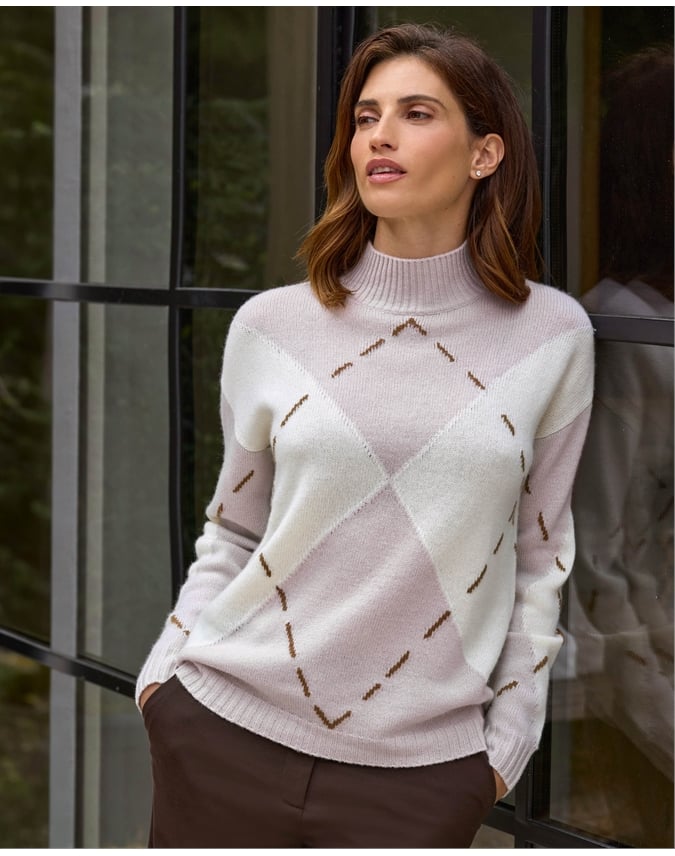 Wool Cashmere Lofty Argyle Sweater