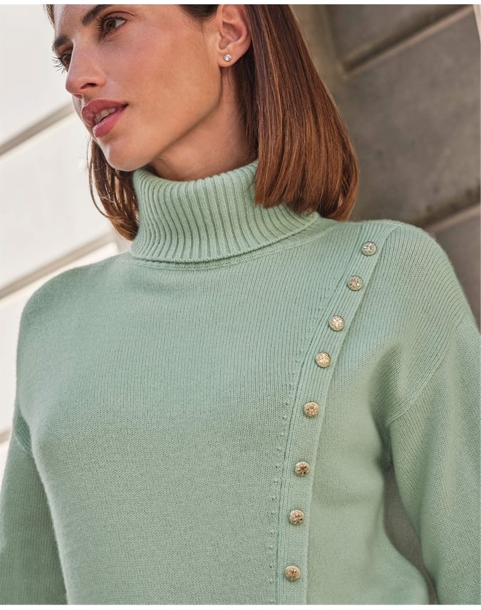 Wool Cashmere Button Front Sweater