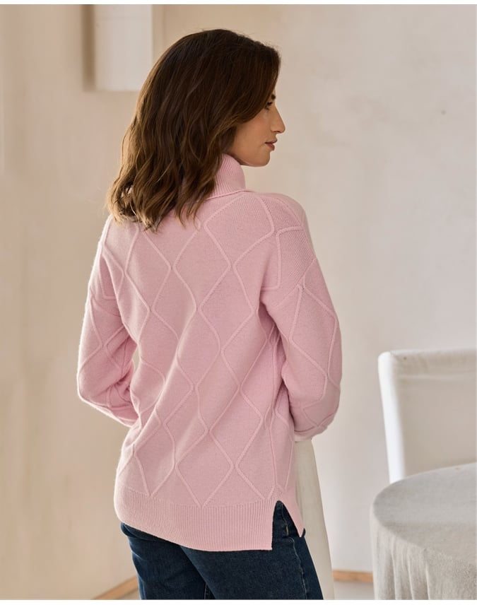 Cashmere Trellis Cowl Neck Sweater