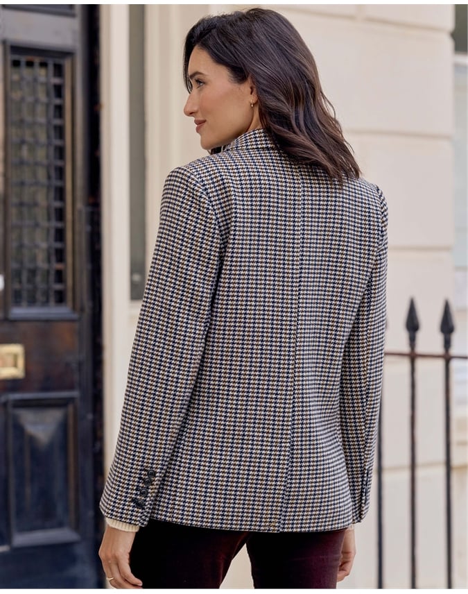 Wool Check Single Breasted Blazer