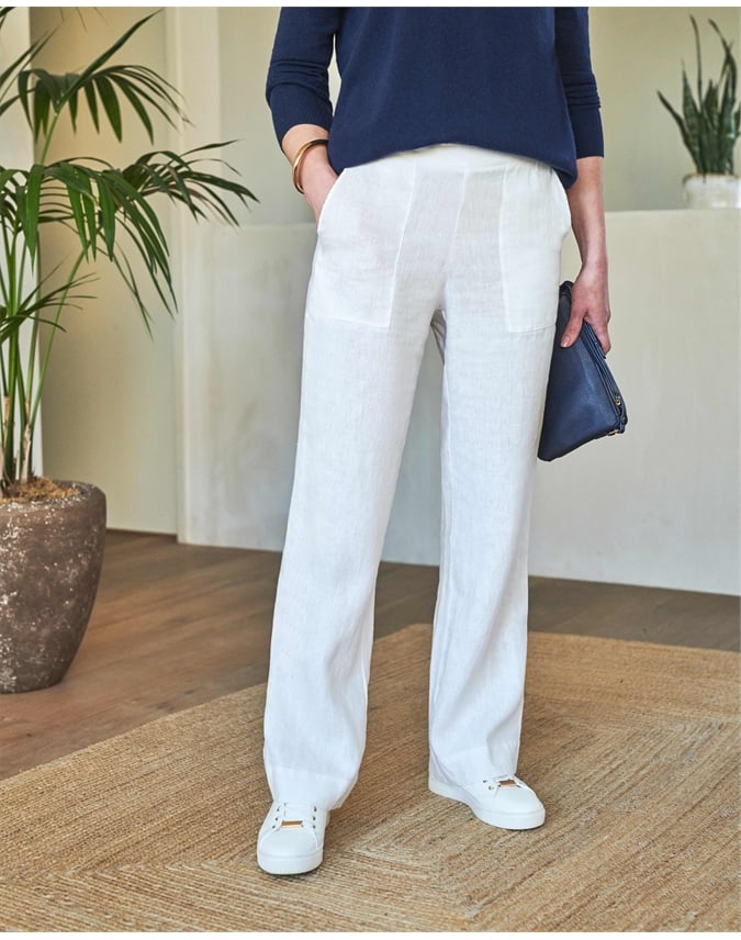 Laundered Linen Wide Leg Trouser