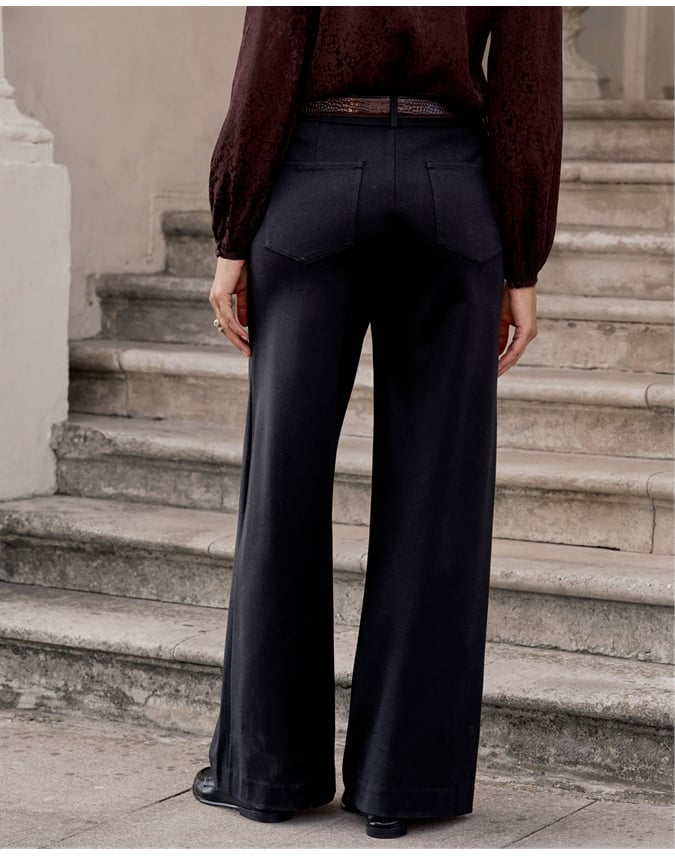 Tailored Compact Stretch Slim Wide Trouser
