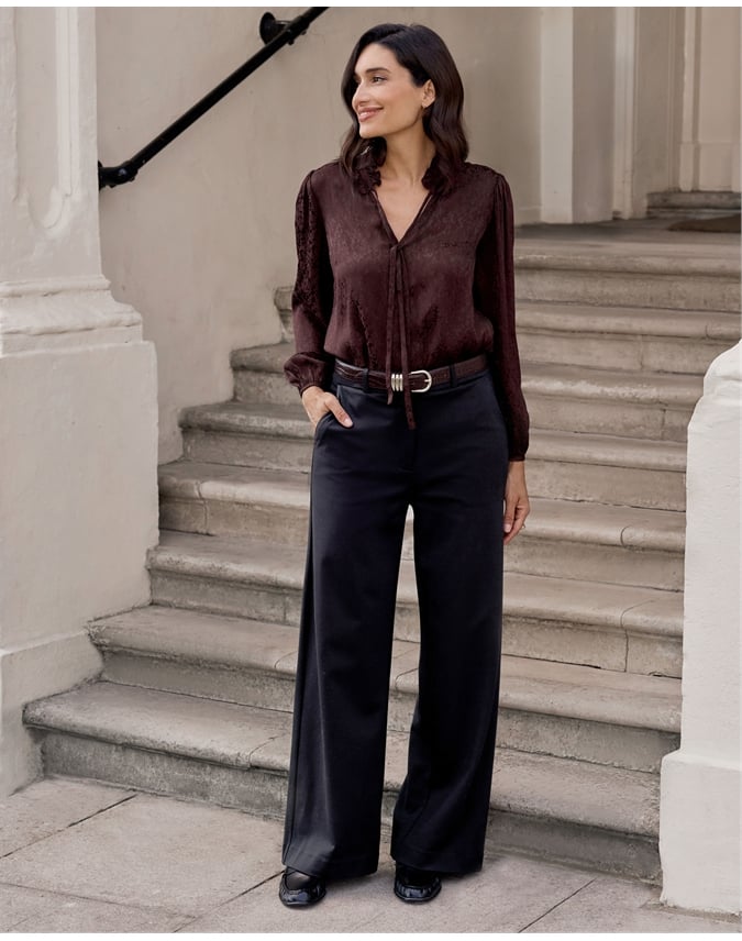 Tailored Compact Stretch Slim Wide Trouser