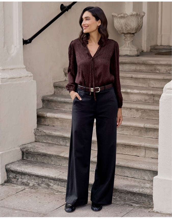 Tailored Compact Stretch Slim Wide Trouser