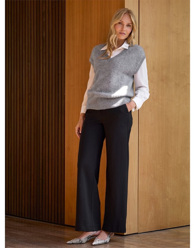 Tailored Compact Stretch Slim Wide Trouser