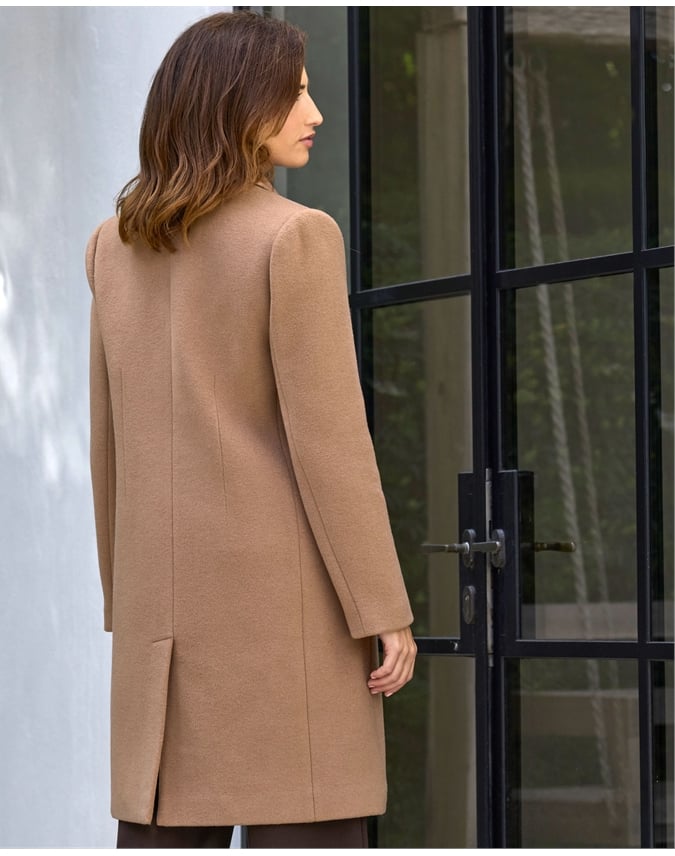 Wool Cashmere Blend Revere Collar Coat