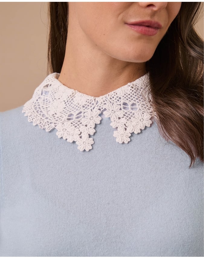 Wool Cashmere Lace Collar Sweater