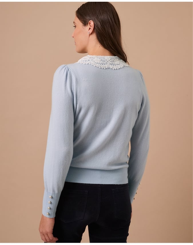 Wool Cashmere Lace Collar Sweater