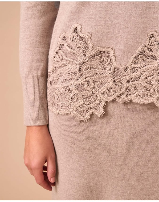 Wool Lace Hem Tunic