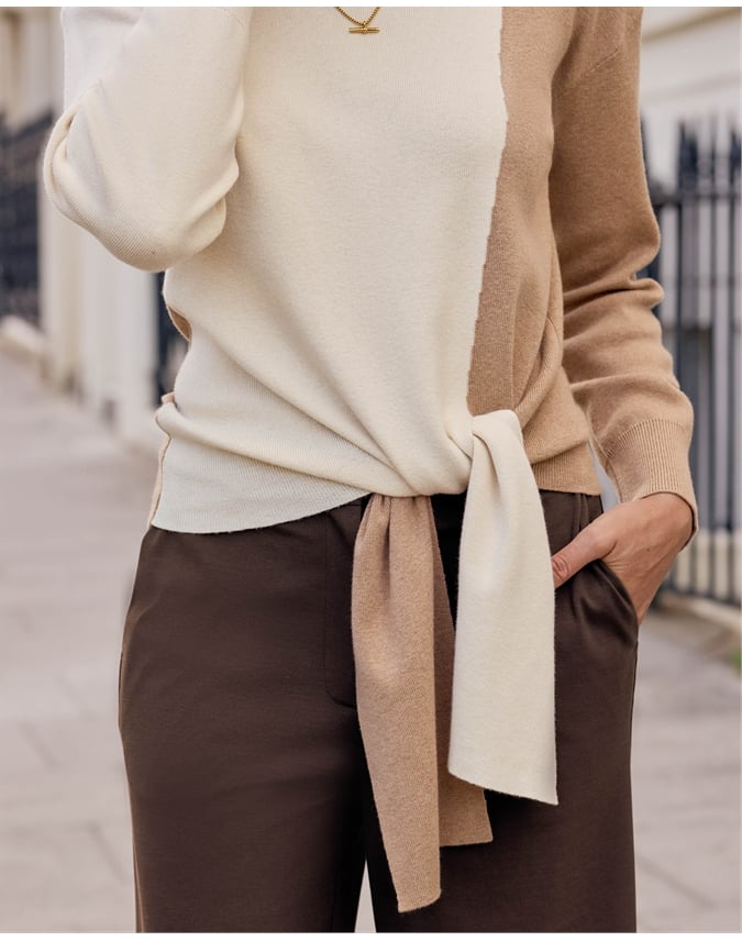 Wool Cotton Tie Sweater