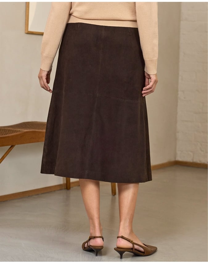 Leather Seam Midi Skirt