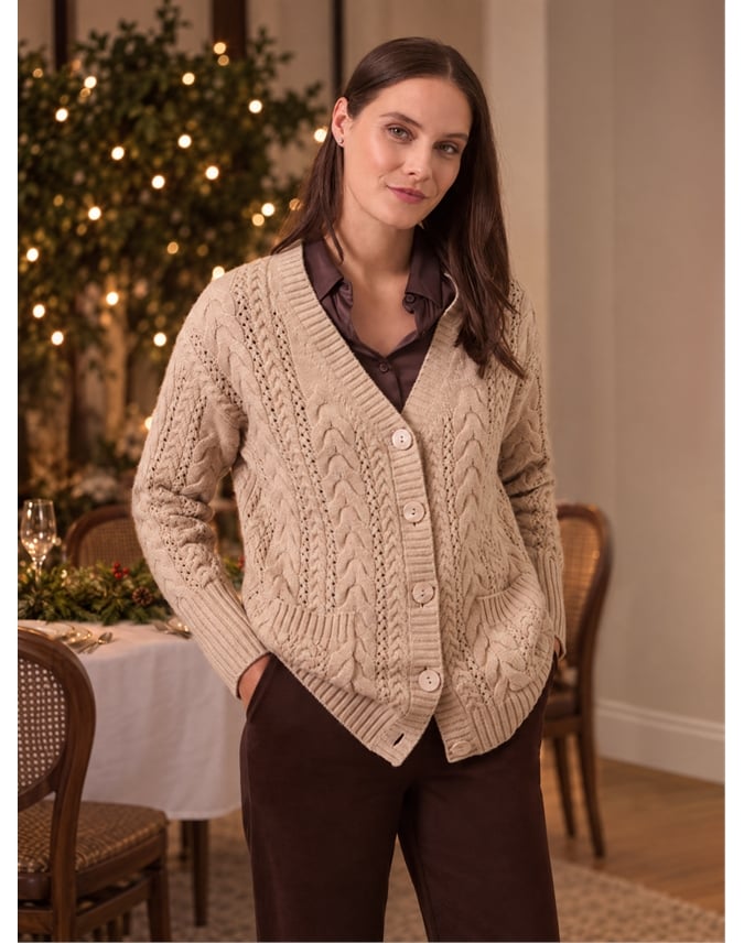 Luxe Cashmere Cable Cardigan