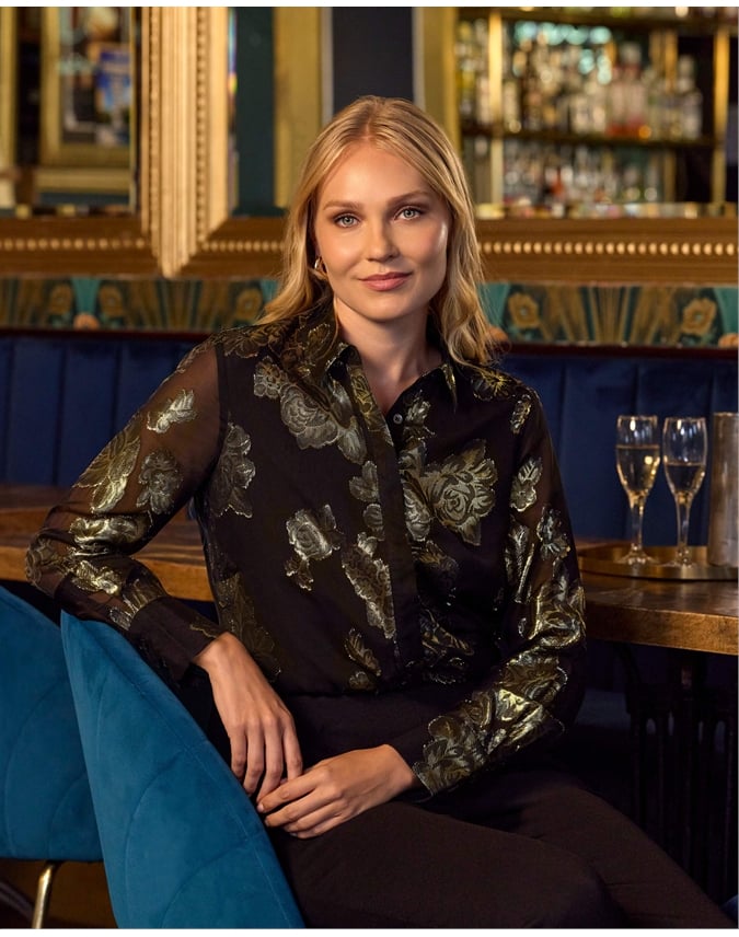 Gold Floral Jacquard Shirt