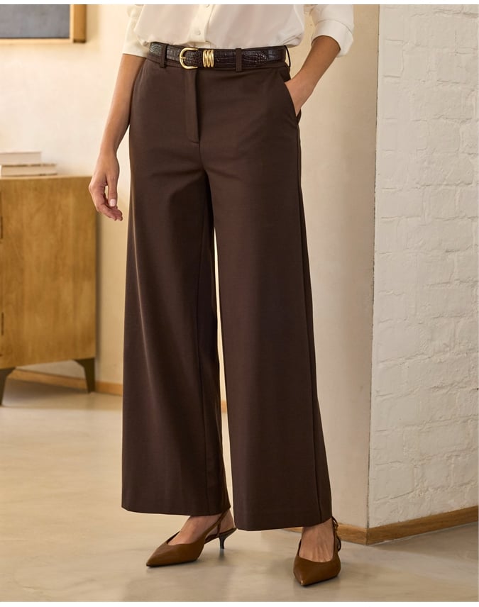 Tailored Compact Stretch Slim Wide Trouser
