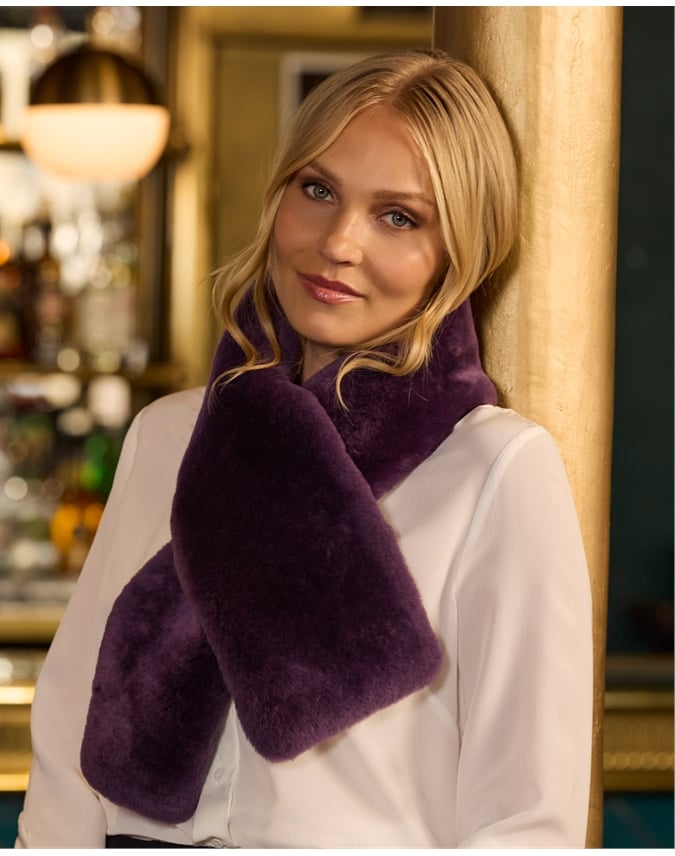 Silk Lined Shearling Scarf