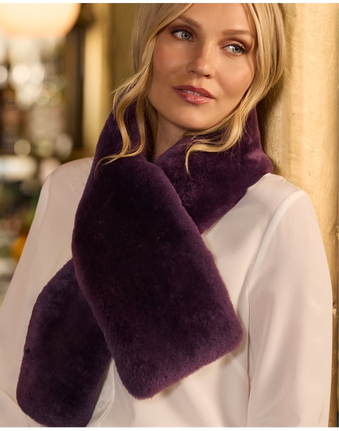 Silk Lined Shearling Scarf