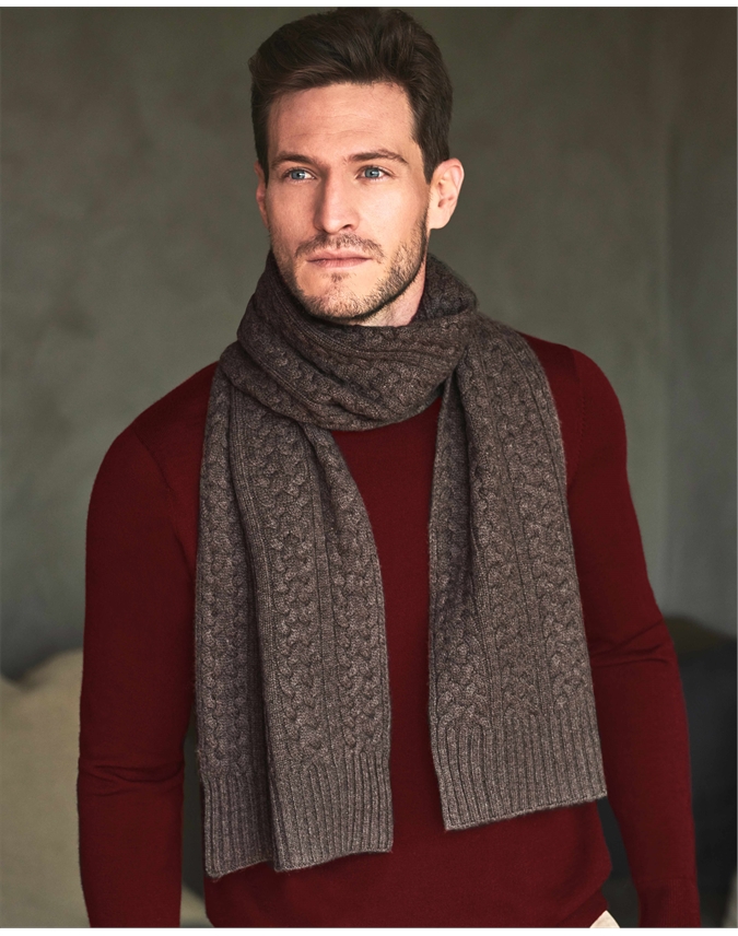 Mens Cashmere Cable Scarf