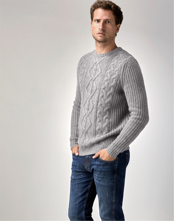 Cloud Mens Cashmere Luxury Cable Sweater Pure Collection