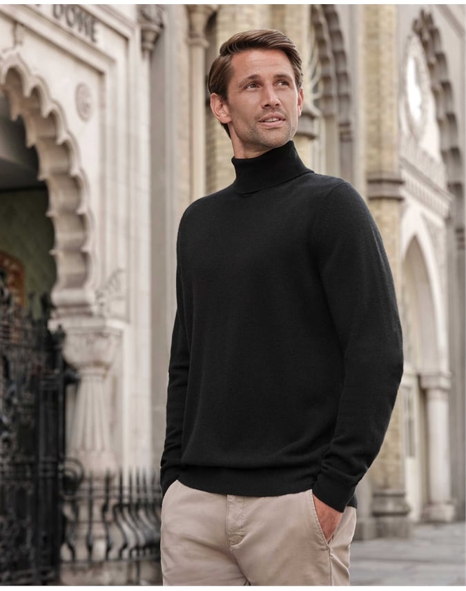 Mens Cashmere Roll Neck Sweater