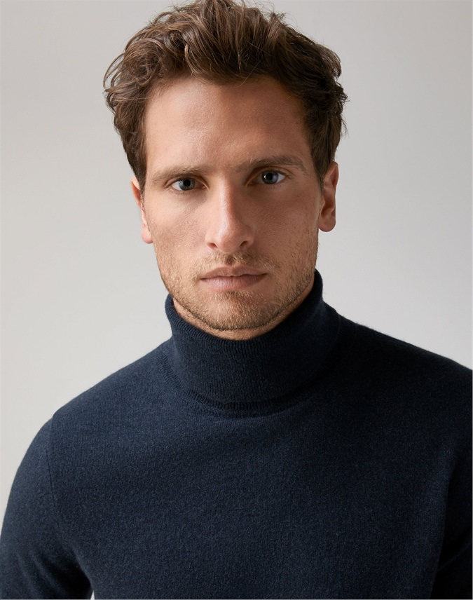 Ink | Mens Cashmere Roll Neck Sweater | Pure Collection