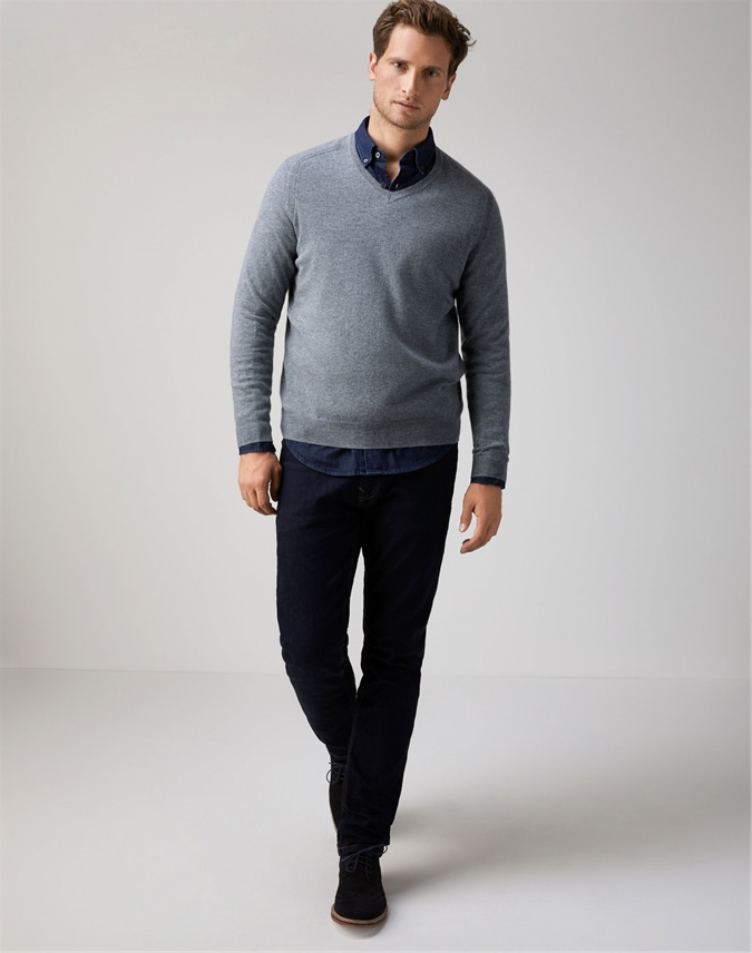 grey v neck sweater men