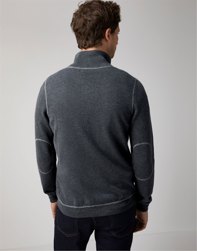 Download Charcoal | Mens Coverstitch Zip Through Sweater | Pure ...