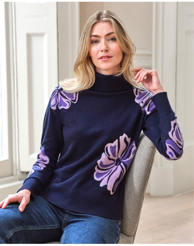 Wool Cashmere Floral Sweater