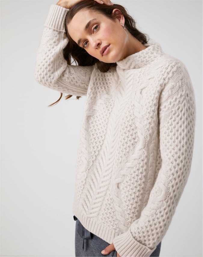 Organic Cashmere Lofty Cable Sweater