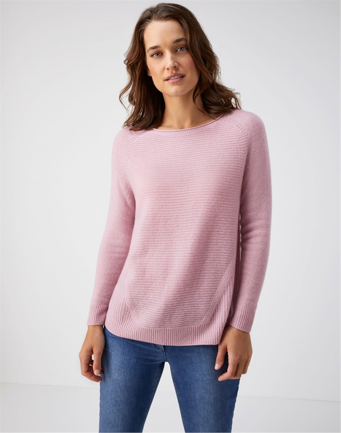 Dusty Pink | Organic Cashmere Soft Textured Sweater | Pure Collection