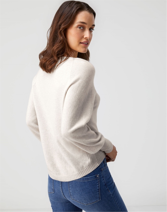 Alpine White | Organic Cashmere Square Neck Sweater | Pure Collection