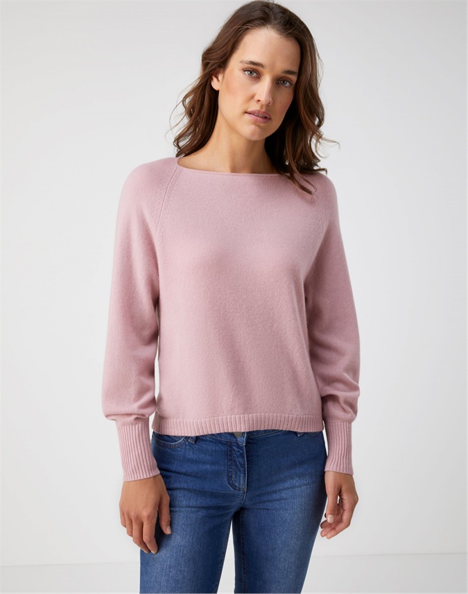 Dusty Pink | Organic Cashmere Square Neck Sweater | Pure Collection
