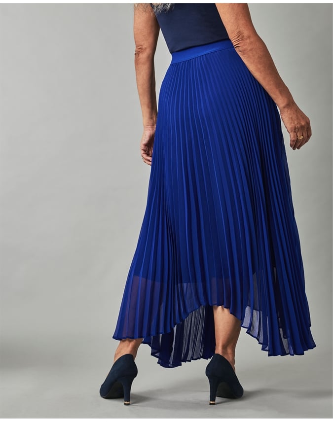 Royal Blue | Pleated Drop Hem Skirt 