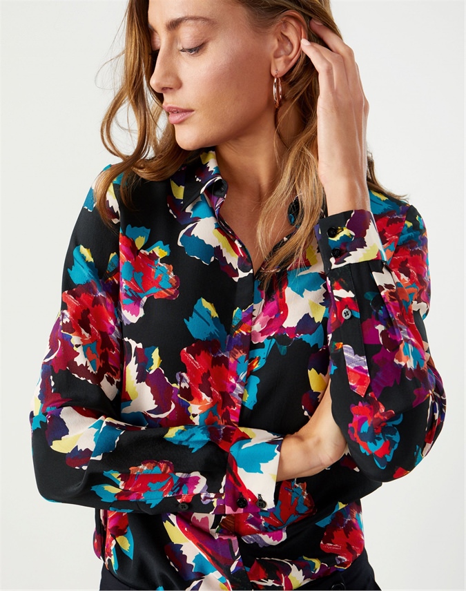 Summer Floral | Relaxed Washed Silk Blouse | Pure Collection