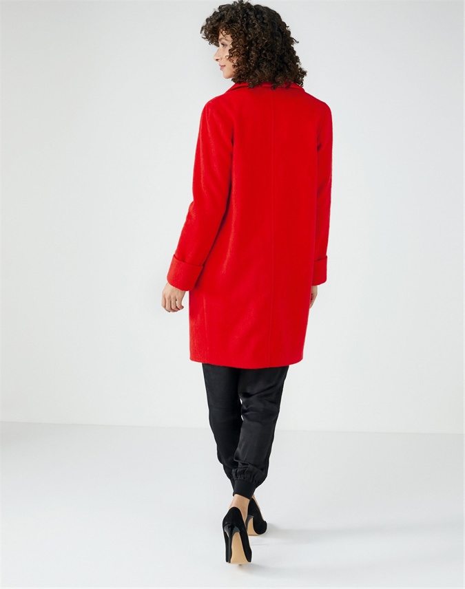 Red | Revere Collar Coat | Pure Collection