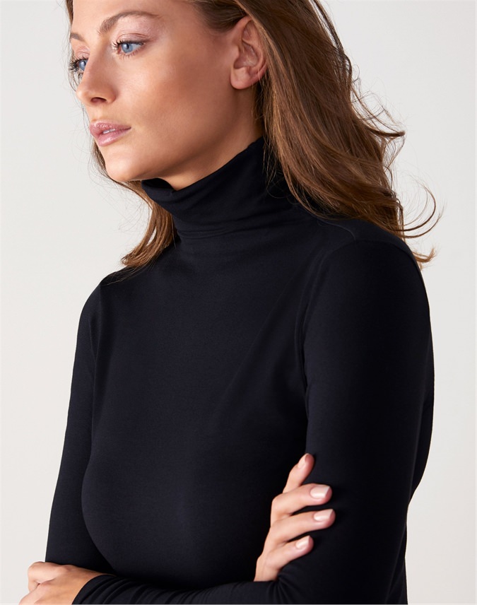 Black | Roll Neck Top | Pure Collection