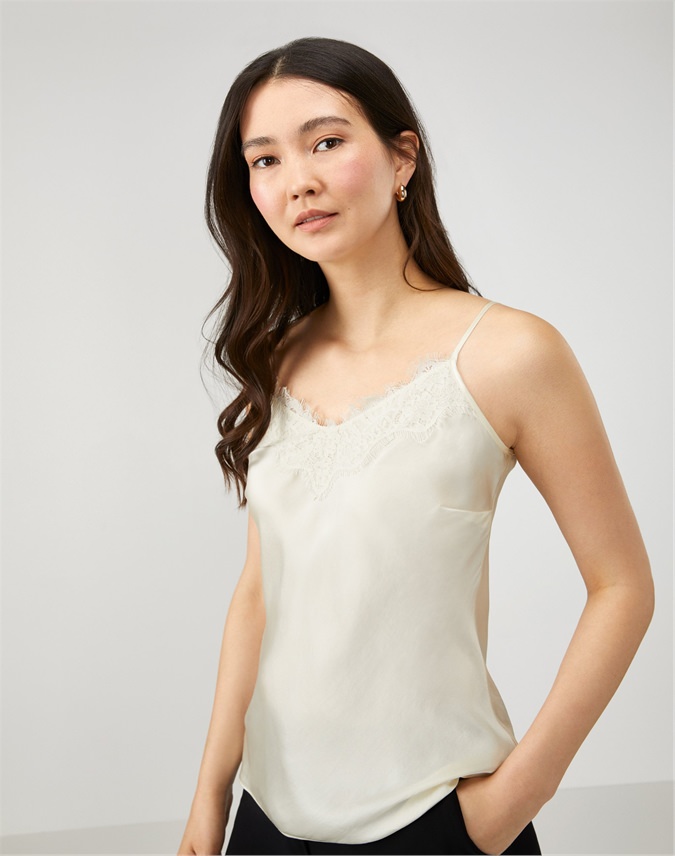 Ivory | Silk Lace Camisole | Pure Collection